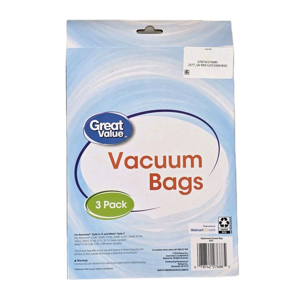 Great Value Kenmore Style U O & Miele Style Z Vacuum Cleaner (2 Boxes-6 Bags)